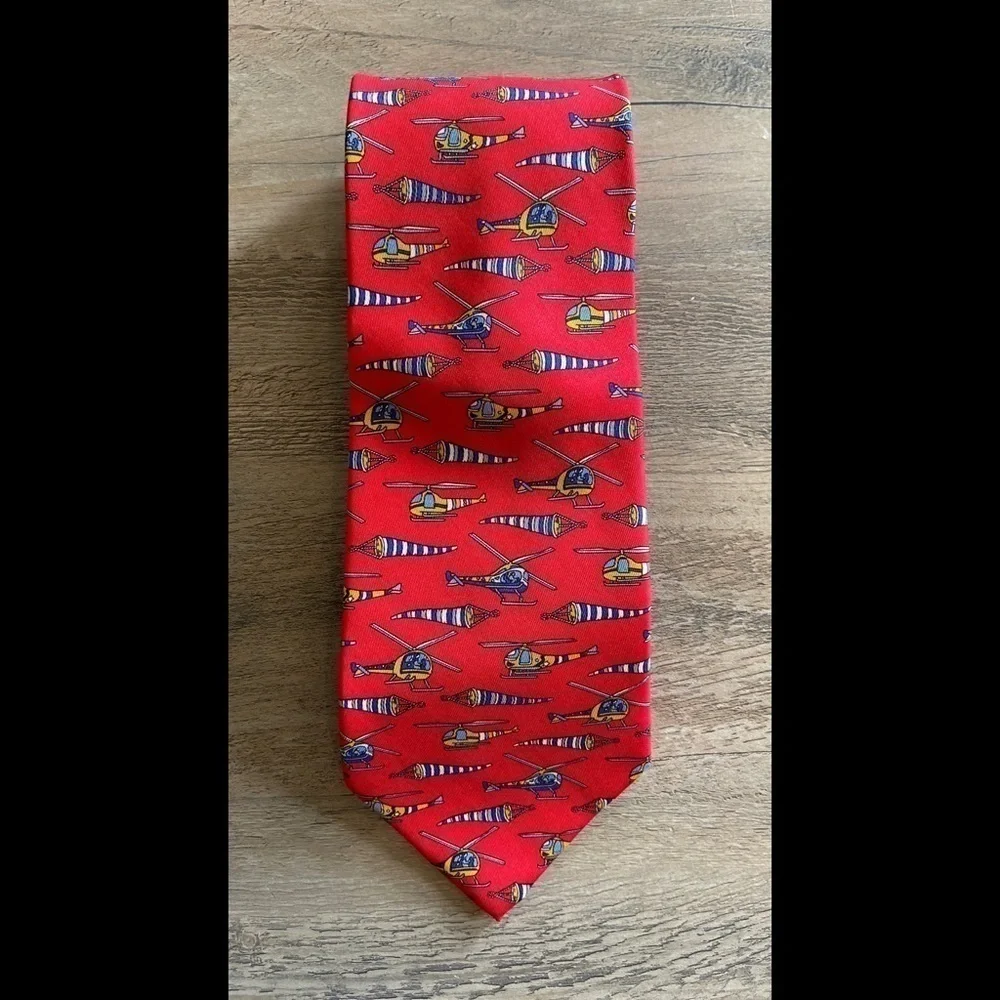 Salvatore Ferragamo Red Silk Helicopter Tie
